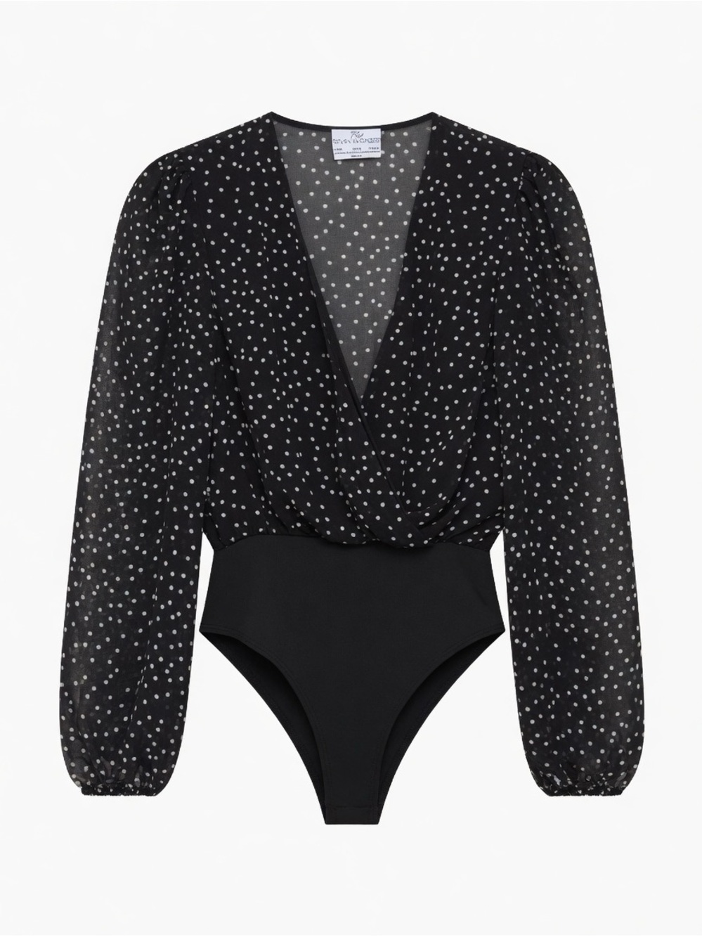 Seven Wonders Black Polka Dot Long-Sleeve One-Piece Bodysuit